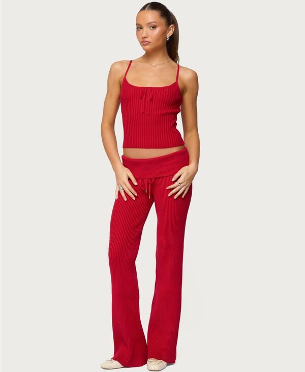 【送料無料】 アディクテッド レディース タンクトップ トップス Womens Adannah Tie Ribbed Knit Tank Top Red 【送料無料】 アディクテッド レディース タンクトップ トップス Womens Adannah Tie Ribbed Knit Tank Top Red
