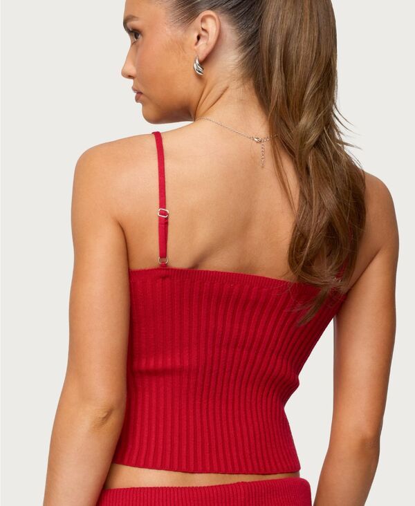 【送料無料】 アディクテッド レディース タンクトップ トップス Womens Adannah Tie Ribbed Knit Tank Top Red 【送料無料】 アディクテッド レディース タンクトップ トップス Womens Adannah Tie Ribbed Knit Tank Top Red