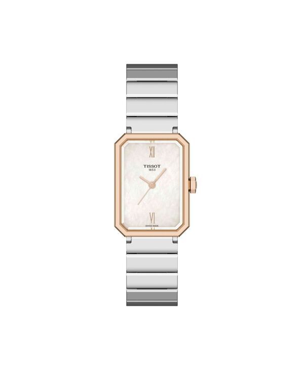【送料無料】 ティソット レディース 腕時計 アクセサリー Womens Rectangular Silver Stainless Steel Watch 218mm White Mother Of Pearl 76,890円