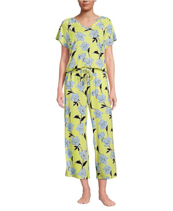 【送料無料】 ランズエンド レディース ナイトウェア アンダーウェア Womens Cooling Pajama Set Soft lemoncello etched floral