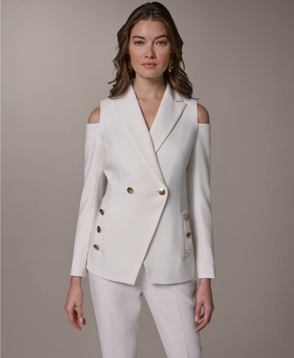 【送料無料】 ダナ キャラン ニューヨーク レディース ジャケット・ブルゾン アウター Womens Cold Shoulder Blazer Cream