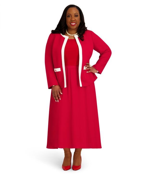 【送料無料】 カスパール レディース ジャケット・ブルゾン アウター Womens Framed Open Front Jacket CrimsonCream