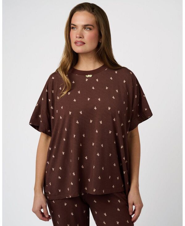 【送料無料】 ウィ ウォー ワット レディース ナイトウェア アンダーウェア Womens Sleep Tee Choco brownpny