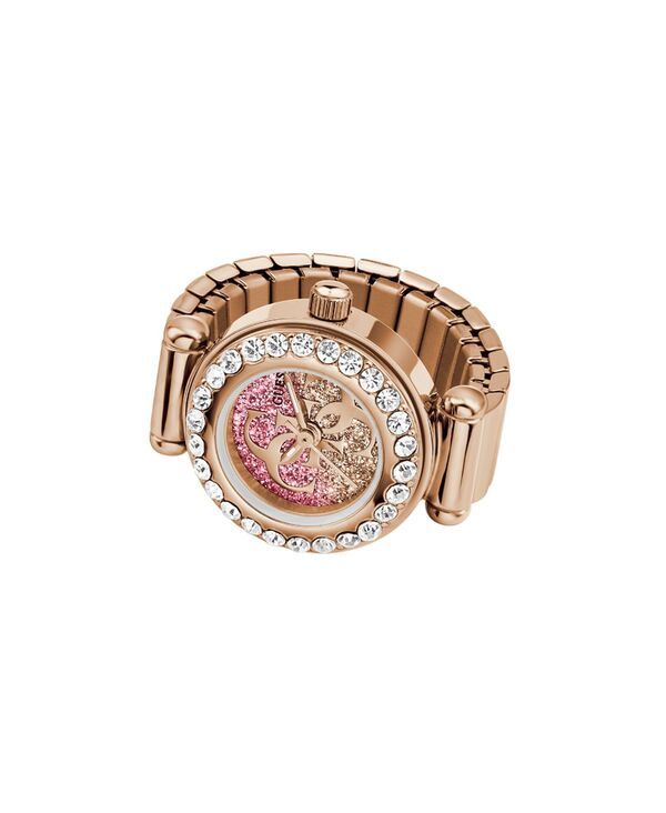 【送料無料】 ゲス レディース 腕時計 アクセサリー Womens Glitz Rose GoldTone Stainless Steel Analog Ring Watch 18mm Rose Gold Tone