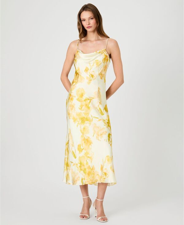 【送料無料】 フレンチコネクション レディース ワンピース トップス Womens Printed Cowl Neck Dress Daisy Yellow Sophie Fleur