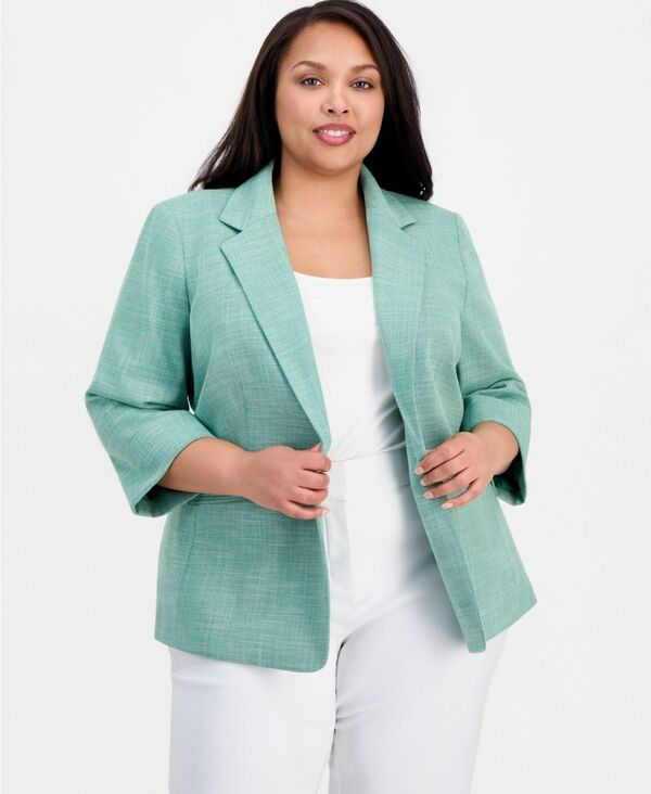 【送料無料】 カスパール レディース ジャケット・ブルゾン ブレザー アウター Plus Size NotchLapel OneButton Blazer Lush Green Vanilla Ice