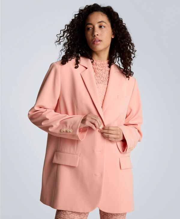 【送料無料】 ケネスコール レディース ジャケット・ブルゾン ブレザー アウター Womens ThreeButton Boyfriend Blazer Soft Peach
