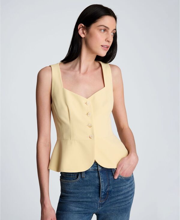 【送料無料】 ケネスコール レディース ベスト トップス Womens Sleeveless Curved Peplum Vest Pastel Yellow 25,060円
