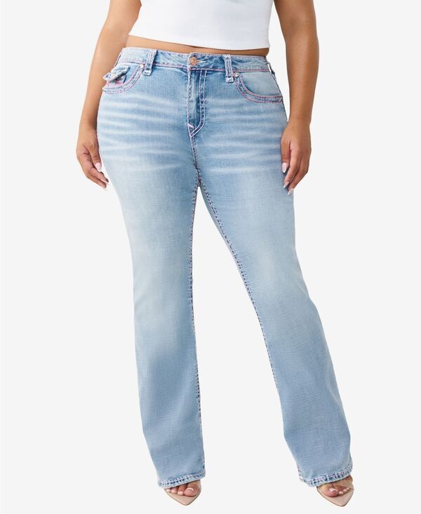 【送料無料】 トゥルーレリジョン レディース ブーツ・レインブーツ シューズ Plus Size Becca MidRise Bootcut Super TFlap Jeans Champagne Glow