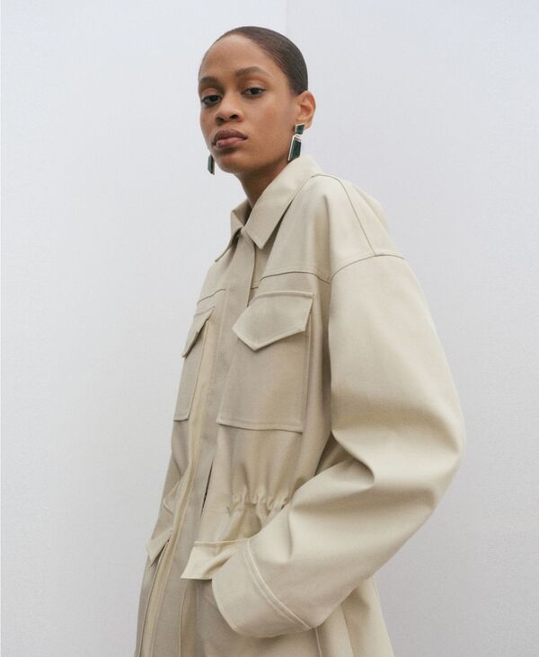 【送料無料】 マンゴ レディース ジャケット・ブルゾン アウター Womens Pockets Oversized Parka Ecru