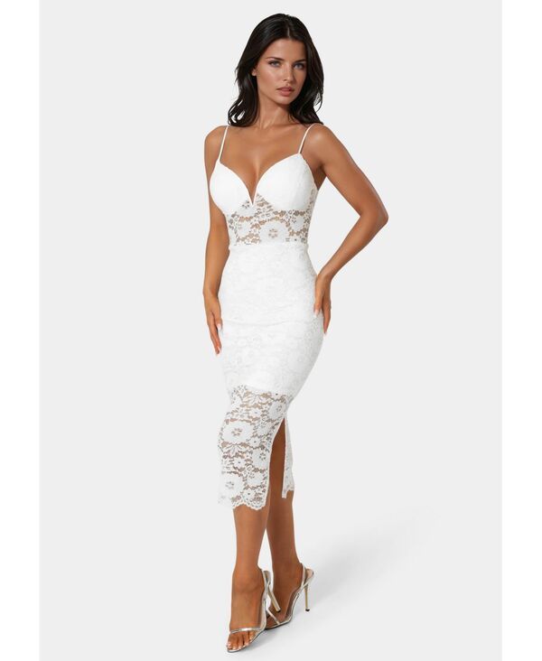 【送料無料】 ベベ レディース ワンピース トップス Womens LaceUp Back Midi Dress White