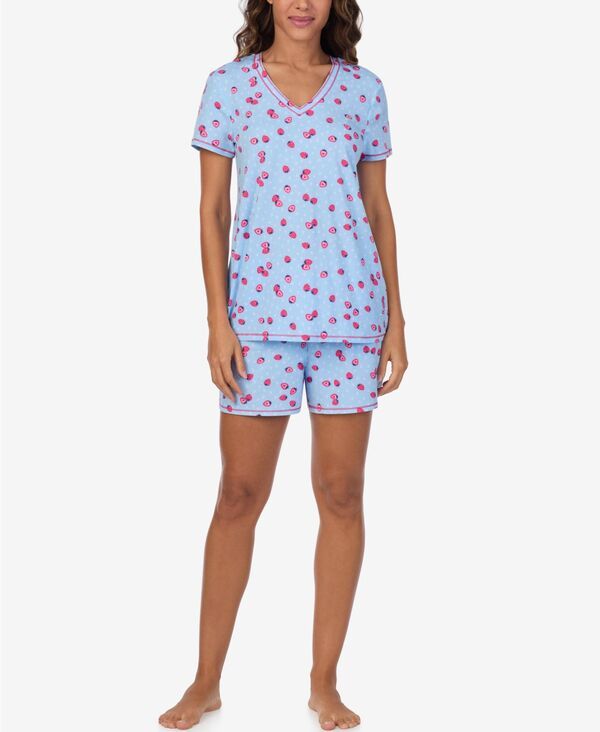 【送料無料】 クドルドッズ レディース ナイトウェア アンダーウェア Womens ShortSleeve VNeck Top and Boxer Jersey 2Piece Pajama Set Strawberry