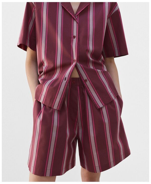 【送料無料】 マンゴ レディース ナイトウェア アンダーウェア Womens Striped Pajama Shorts Fuchsia