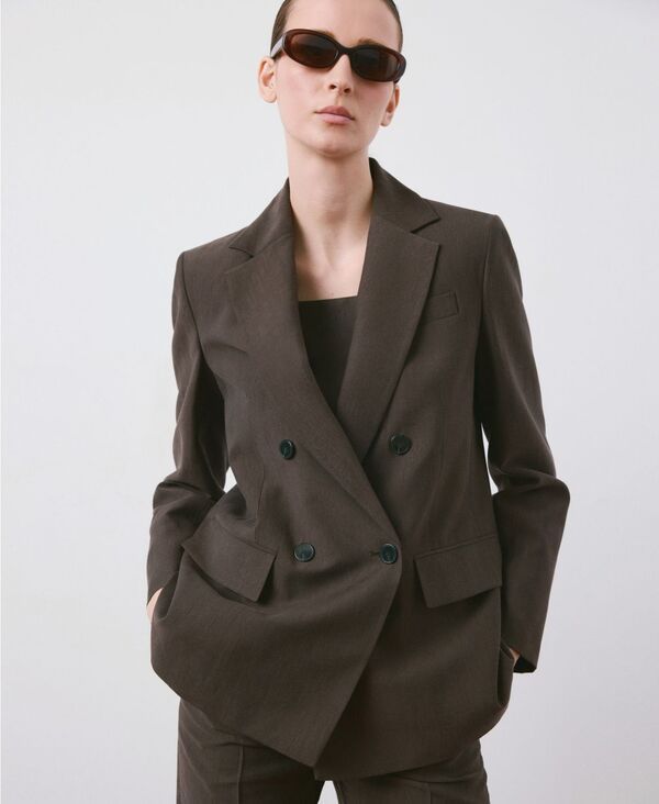 【送料無料】 マンゴ レディース ジャケット・ブルゾン ブレザー アウター Womens StraightFit Lyocell Suit Blazer Chocolate