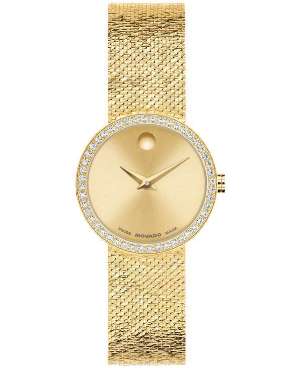 【送料無料】 モバド レディース 腕時計 アクセサリー Womens Museum Velura Lab Grown Diamond Swiss Quartz Light Yellow Pvd Steel Watch 25mm Gold