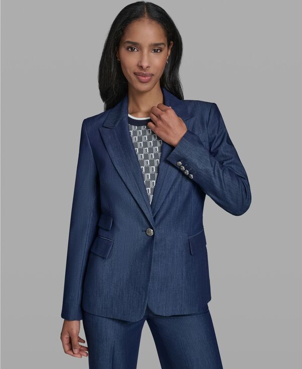 【送料無料】 カール ラガーフェルド レディース ジャケット・ブルゾン アウター Womens OneButton Blazer Dark Navy 37,570円