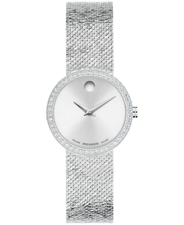 【送料無料】 モバド レディース 腕時計 アクセサリー Womens Museum Velura Lab Grown Diamond Swiss Quartz Stainless Steel Watch 25mm Silver
