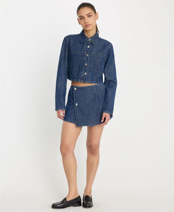 【送料無料】 グッドアメリカン レディース ジャケット・ブルゾン アウター Womens Denim Cropped Jacket Regular Plus Size Indigo