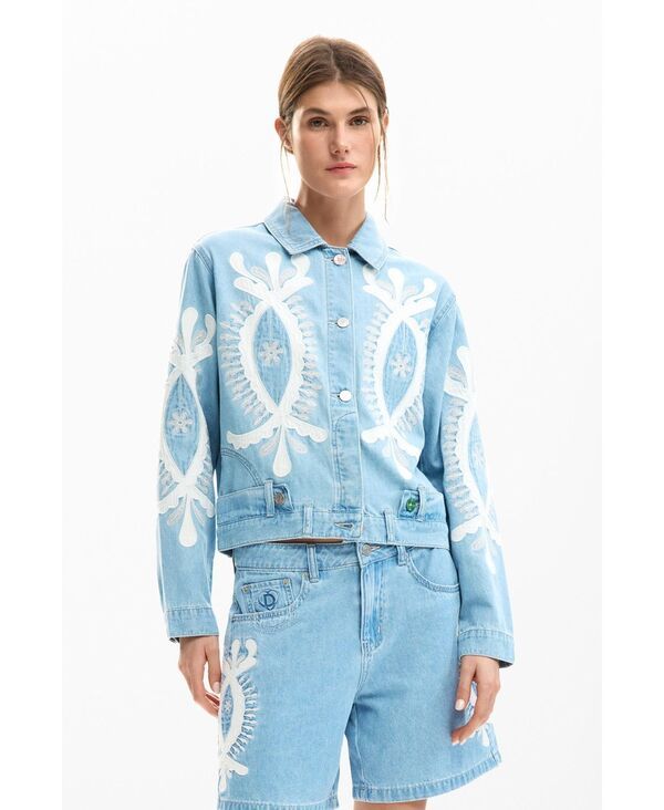 【送料無料】 デジグアル レディース ジャケット・ブルゾン アウター Womens Denim jacket with embroidery Medium blue