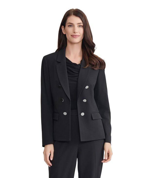 【送料無料】 ジョーンズニューヨーク レディース ジャケット・ブルゾン ブレザー アウター Womens Notch Collar Double Breasted Stretch Blazer Jones Black