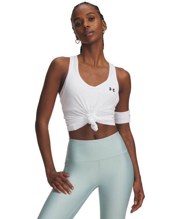 【送料無料】 アンダーアーマー レディース タンクトップ トップス Womens PullOn Sleeveless Racer Mesh Tank Top White