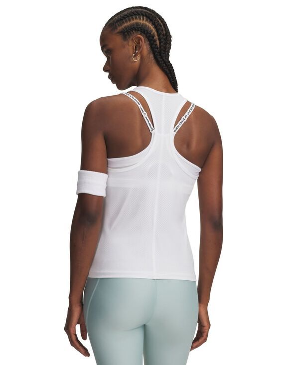 【送料無料】 アンダーアーマー レディース タンクトップ トップス Womens PullOn Sleeveless Racer Mesh Tank Top White