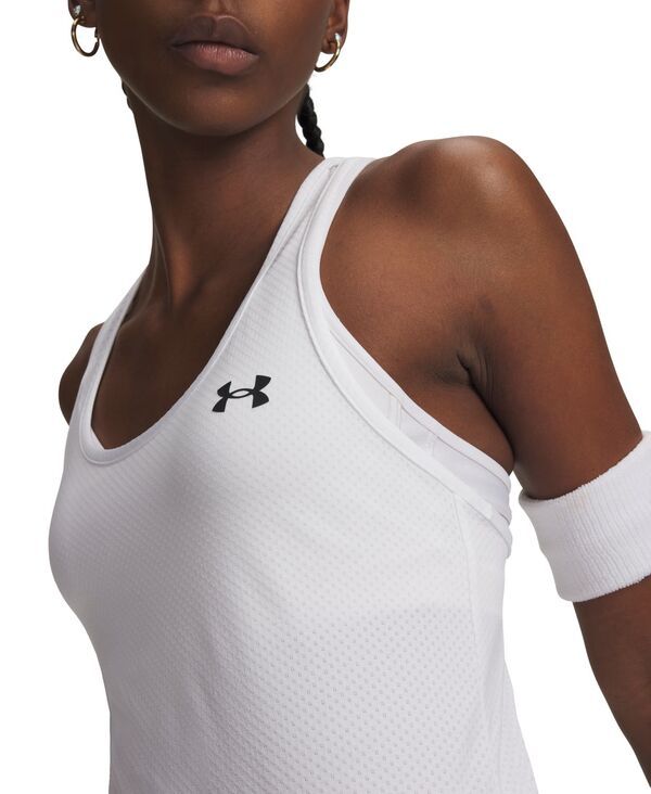【送料無料】 アンダーアーマー レディース タンクトップ トップス Womens PullOn Sleeveless Racer Mesh Tank Top White