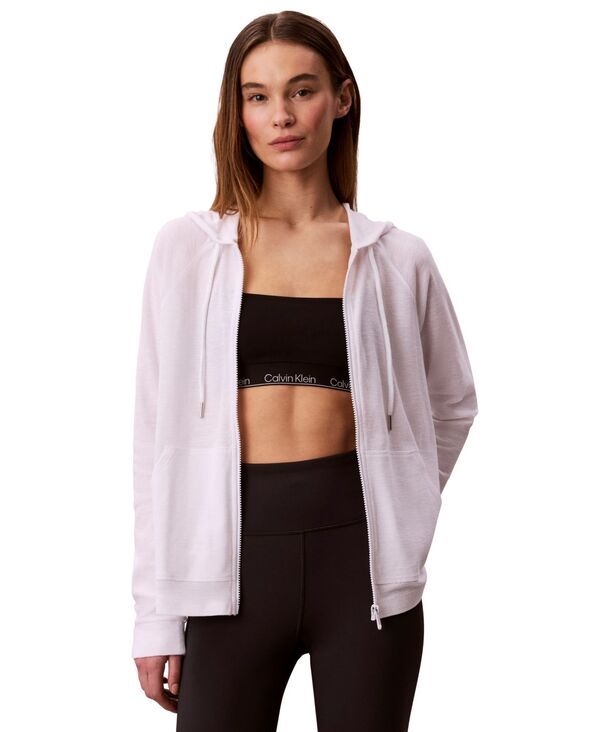 【送料無料】 カルバンクライン レディース ジャケット・ブルゾン アウター Womens Icon Sport FullZip Lightweight Jacket White