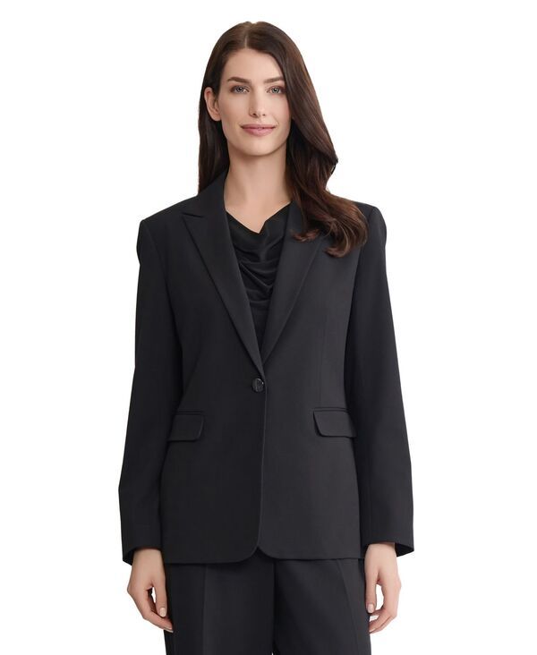 【送料無料】 ジョーンズニューヨーク レディース ジャケット・ブルゾン ブレザー アウター Womens Peak Lapel Single Button Stretch Blazer Jones Blac