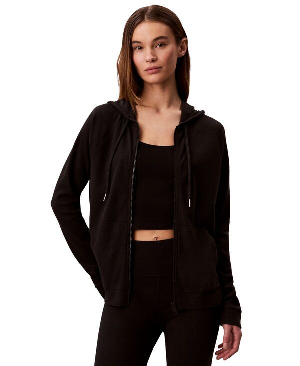 【送料無料】 カルバンクライン レディース ジャケット・ブルゾン アウター Womens Icon Sport FullZip Lightweight Jacket Black