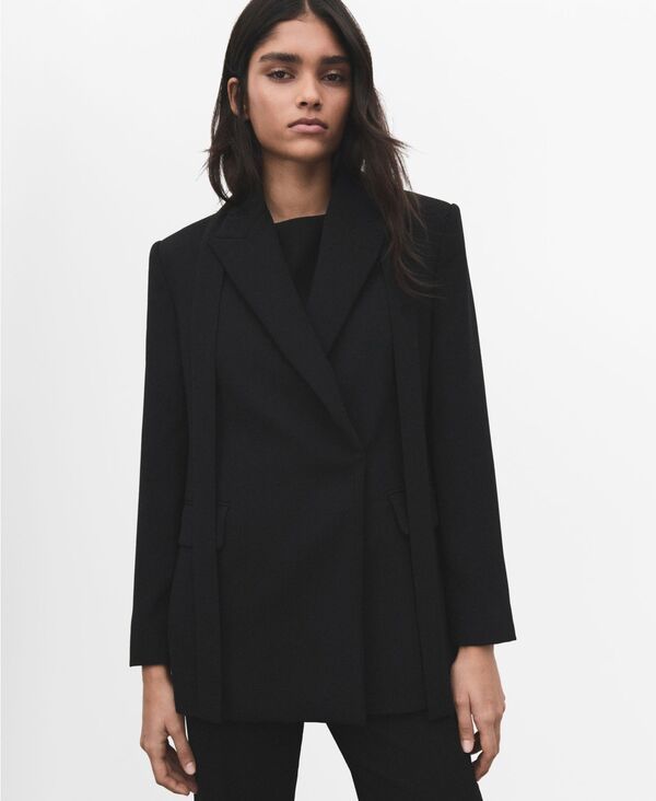 【送料無料】 マンゴ レディース ジャケット・ブルゾン アウター Womens Scarf Suit Jacket Black