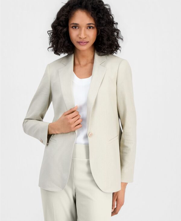 【送料無料】 アンクライン レディース ジャケット・ブルゾン ブレザー アウター Womens LinenBlend OneButton NotchedCollar Blazer Lt Sandstone