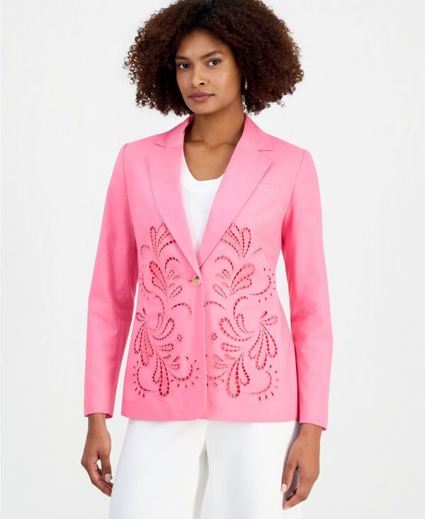【送料無料】 ティー・タハリ レディース ジャケット・ブルゾン アウター Womens Embroidered OneButton Jacket Parisian Pink