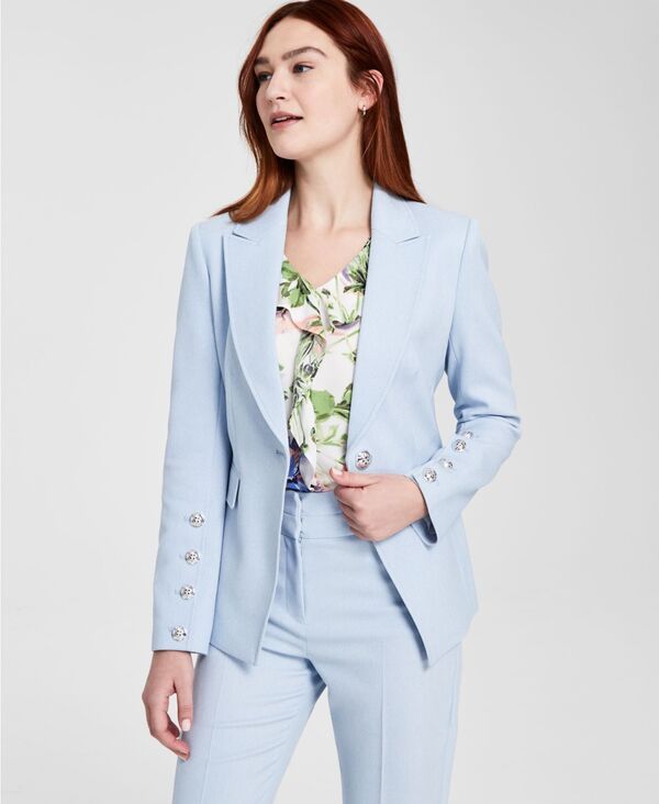 【送料無料】 タハリエーエスエル レディース ジャケット・ブルゾン ブレザー アウター Petite OneButton Blazer Ice Blue