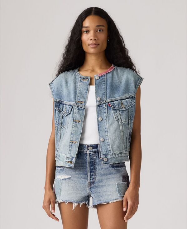 【送料無料】 リーバイス レディース ジャケット・ブルゾン アウター Premium Womens RelaxedFit Sleeveless Trucker Jacket Melodys Muse Vest
