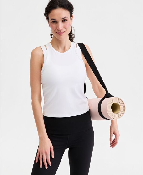 【送料無料】 イデオロギー レディース タンクトップ トップス Womens Ribbed HighNeck Tank Top Macys Exclusive Bright White