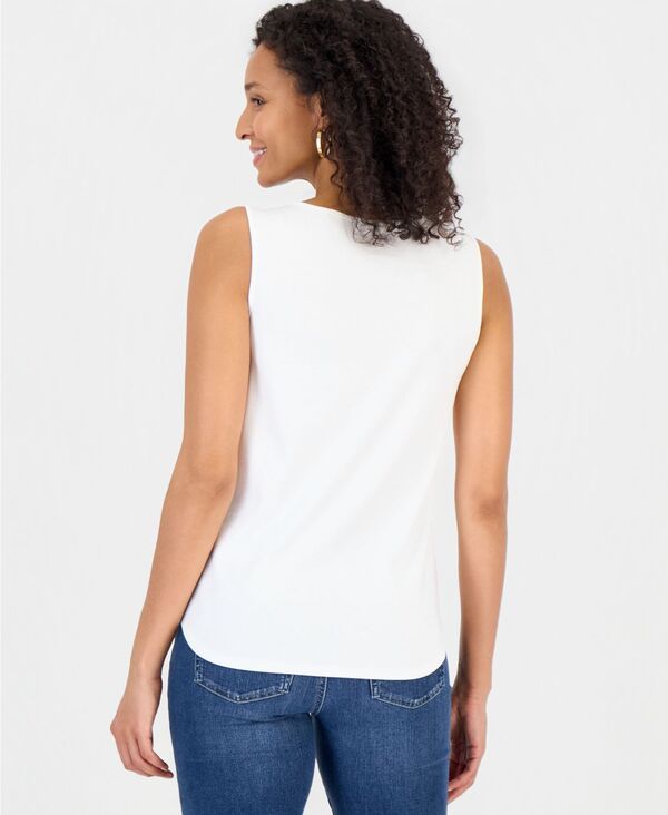 【送料無料】 スタイルアンドコー レディース タンクトップ トップス Womens LaceUp Tank Top Macys Exclusive Bright White