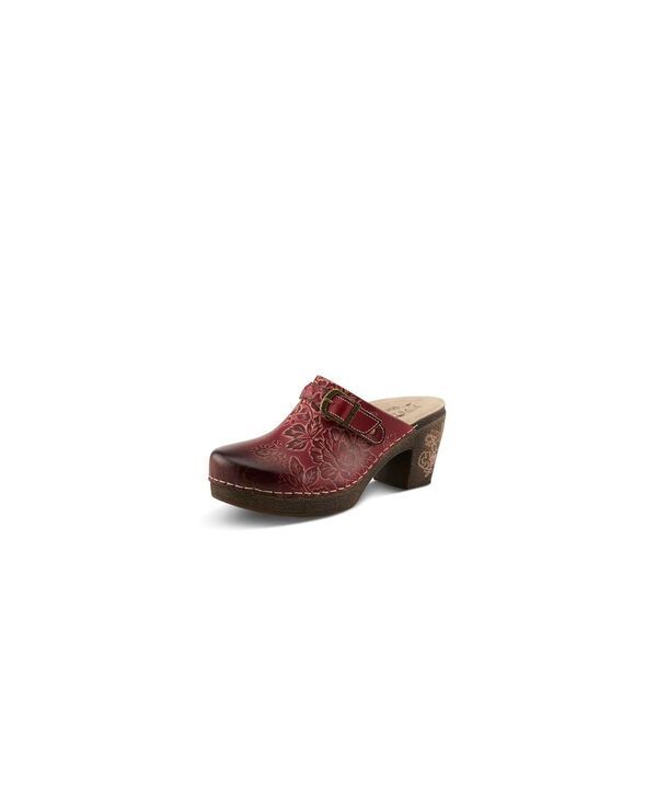 【送料無料】 ラリティステ レディース スリッポン・ローファー シューズ Calliroe OpenBack Clogs HandPainted Leather SlipOn With Floral Details Dark red multi 26,864円