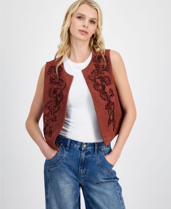 【送料無料】 アンドノウディス レディース ベスト トップス Womens FauxSuede OpenFront Vest Macys Exclusive Soft Sienna