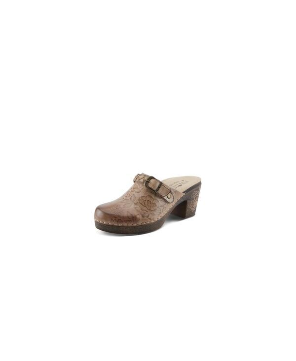 【送料無料】 ラリティステ レディース スリッポン・ローファー シューズ Calliroe OpenBack Clogs HandPainted Leather SlipOn With Floral Details Beige multi