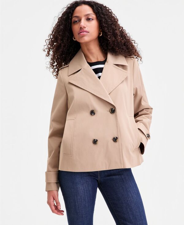 【送料無料】 ロンドンフォグ レディース ジャケット・ブルゾン アウター Petite Short DoubleBreasted Trench Coat KHAKI