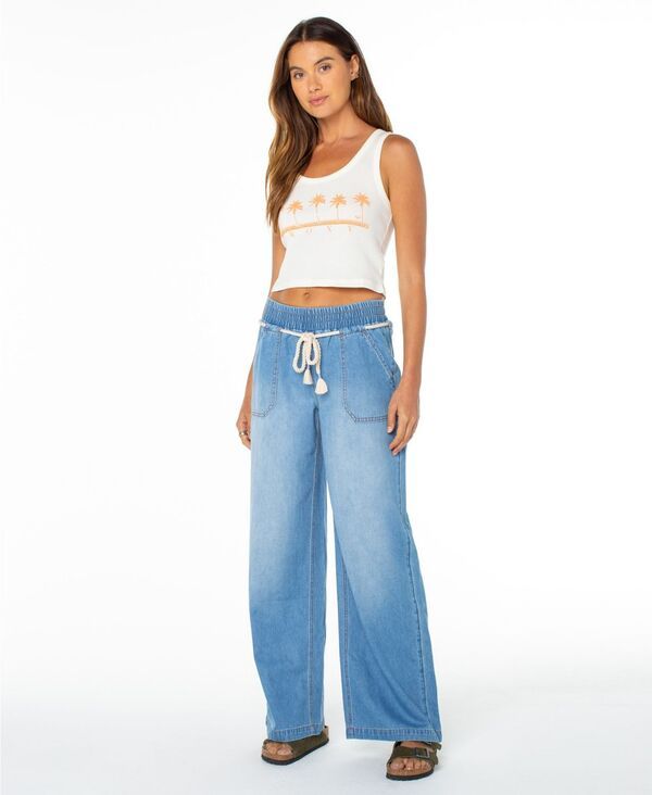 【送料無料】 ロキシー レディース タンクトップ トップス Womens Five Palm Sleeveless Baby Rib Tank Top Cloud DancerFive Palms