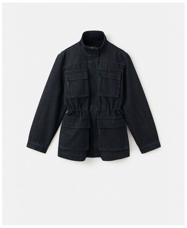 【送料無料】 マンゴ レディース ジャケット・ブルゾン アウター Womens Pockets Oversized Denim Barn Parka Open Blue