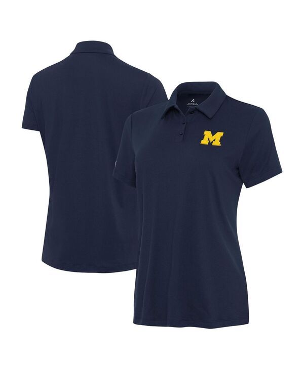 【送料無料】 アンティグア レディース ポロシャツ トップス Womens Navy Michigan Wolverines Reprocess Polo Shirt Navy
