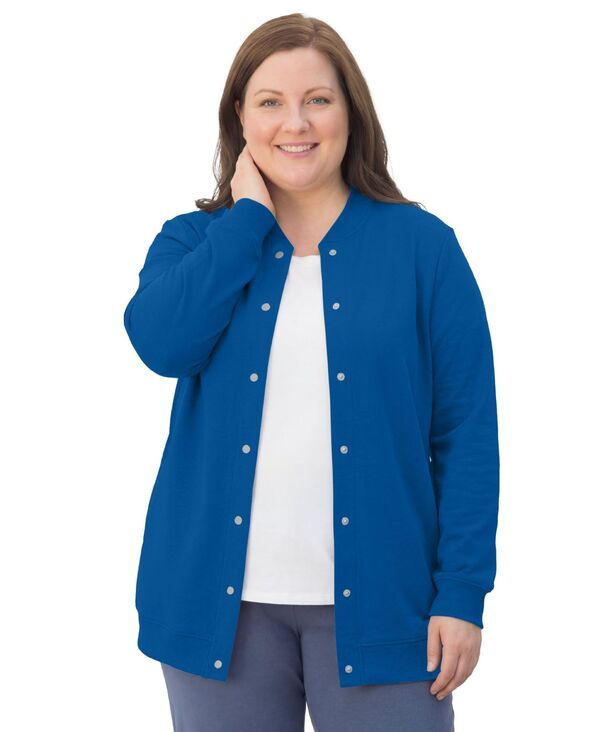 【送料無料】 ウーマン ウィズイン レディース ジャケット・ブルゾン アウター Plus Size Fleece Baseball Jacket Bright cobalt