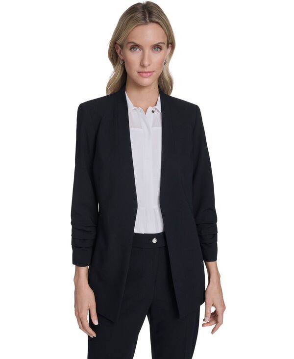 【送料無料】 カルバンクライン レディース ジャケット・ブルゾン ブレザー アウター Womens OpenFront Collarless Blazer Navy