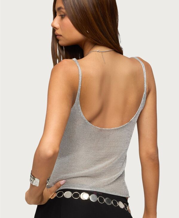 【送料無料】 アディクテッド レディース タンクトップ トップス Womens Meena Shiny Knit Tank Top Silver 【送料無料】 アディクテッド レディース タンクトップ トップス Womens Meena Shiny Knit Tank Top Silver