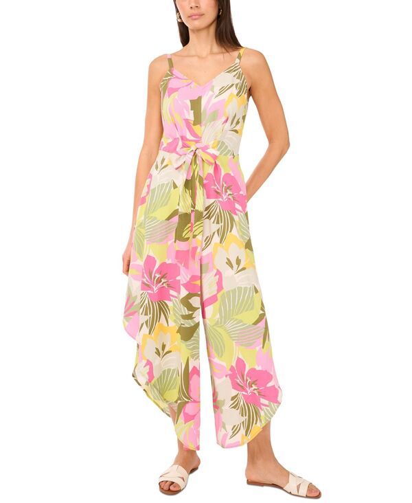 【送料無料】 ヴィンスカムート レディース ジャンプスーツ トップス Womens FloralPrint AngledHem Sleeveless Jumpsuit Flamingo Pink