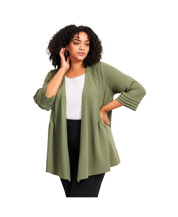 【送料無料】 アベニュー レディース ジャケット・ブルゾン アウター Plus Size Cascade Jacket Olive green