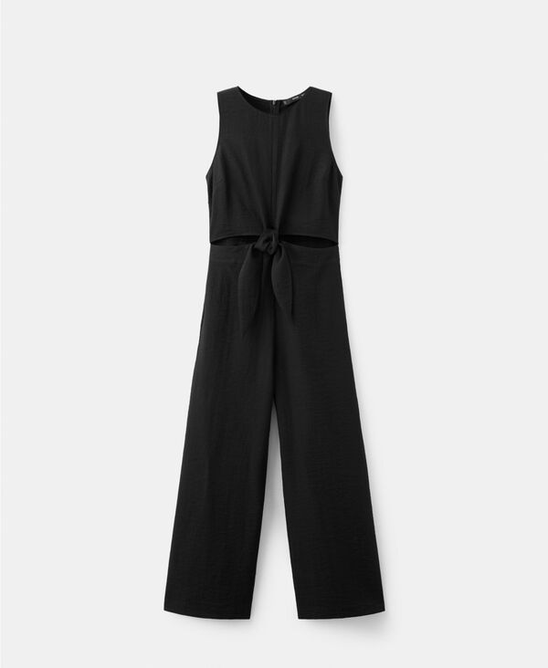 【送料無料】 マンゴ レディース ジャンプスーツ トップス Womens Knot CutOut Jumpsuit Black